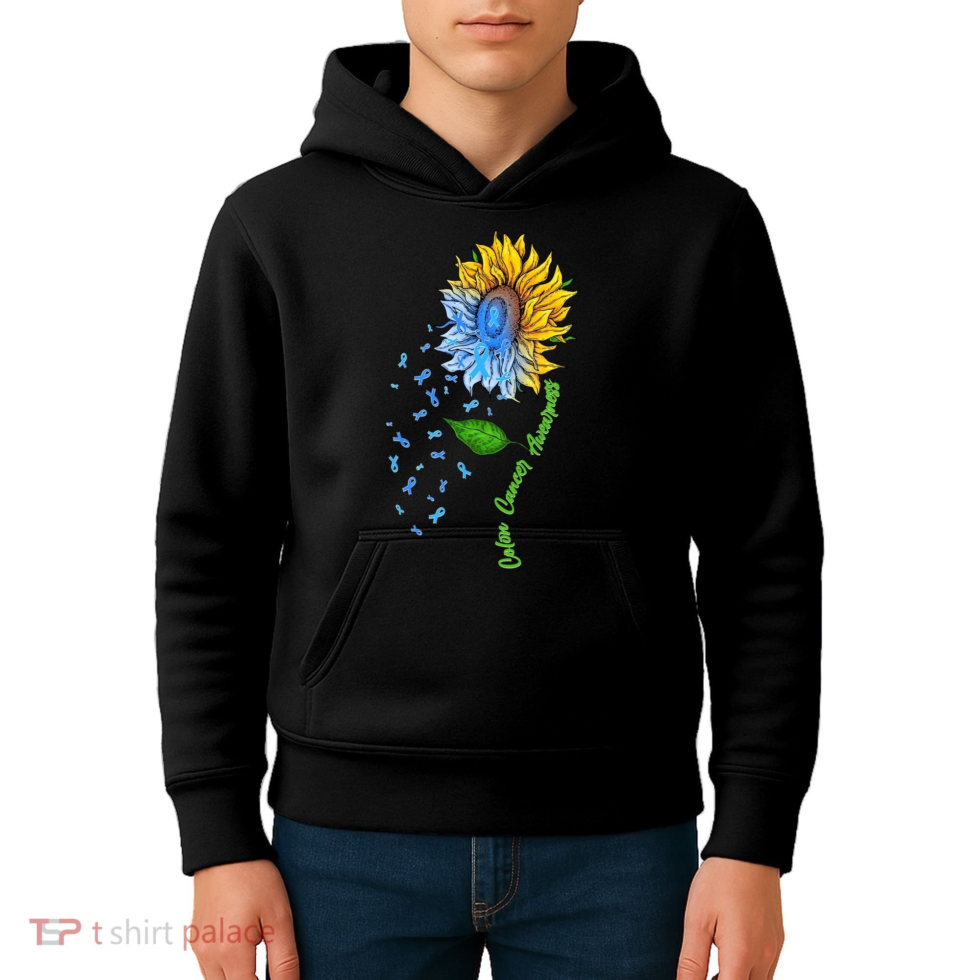 Colon Cancer Awareness Sunflower Support Kids Hoodie