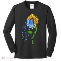 Colon Cancer Awareness Sunflower Support Kids Long Sleeve Shirt thumb 0