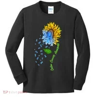 Colon Cancer Awareness Sunflower Support Kids Long Sleeve Shirt thumb 0