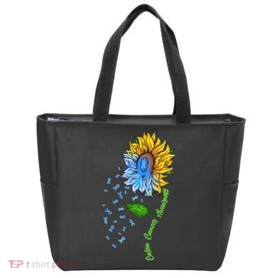 Colon Cancer Awareness Sunflower Support Tote Bag