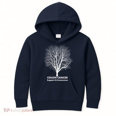 Colon Cancer Awareness Tree Kids Hoodie