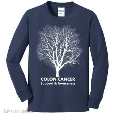 Colon Cancer Awareness Tree Kids Long Sleeve Shirt