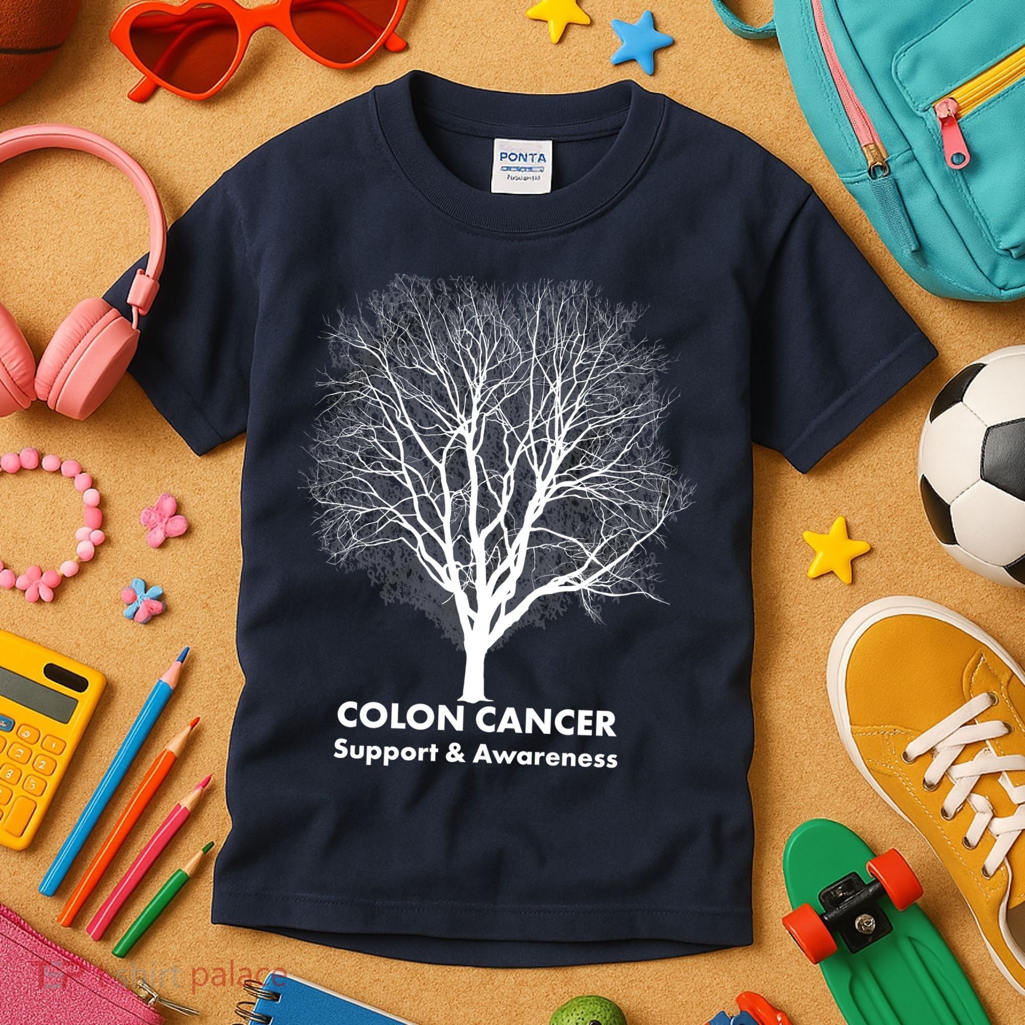 Colon Cancer Awareness Tree Kids T-Shirt