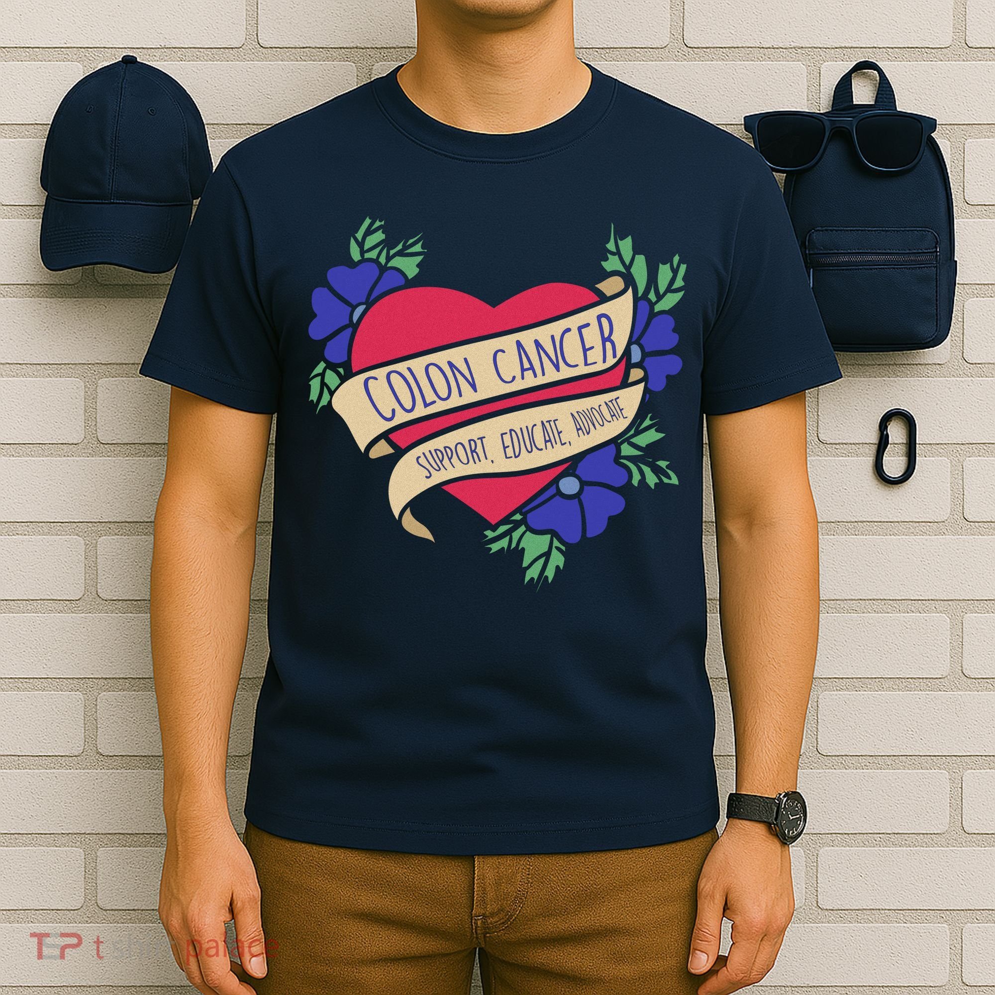Colon Cancer Support Educate Advocate T-Shirt