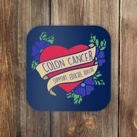 Colon Cancer Support Educate Advocate Coaster thumb 0