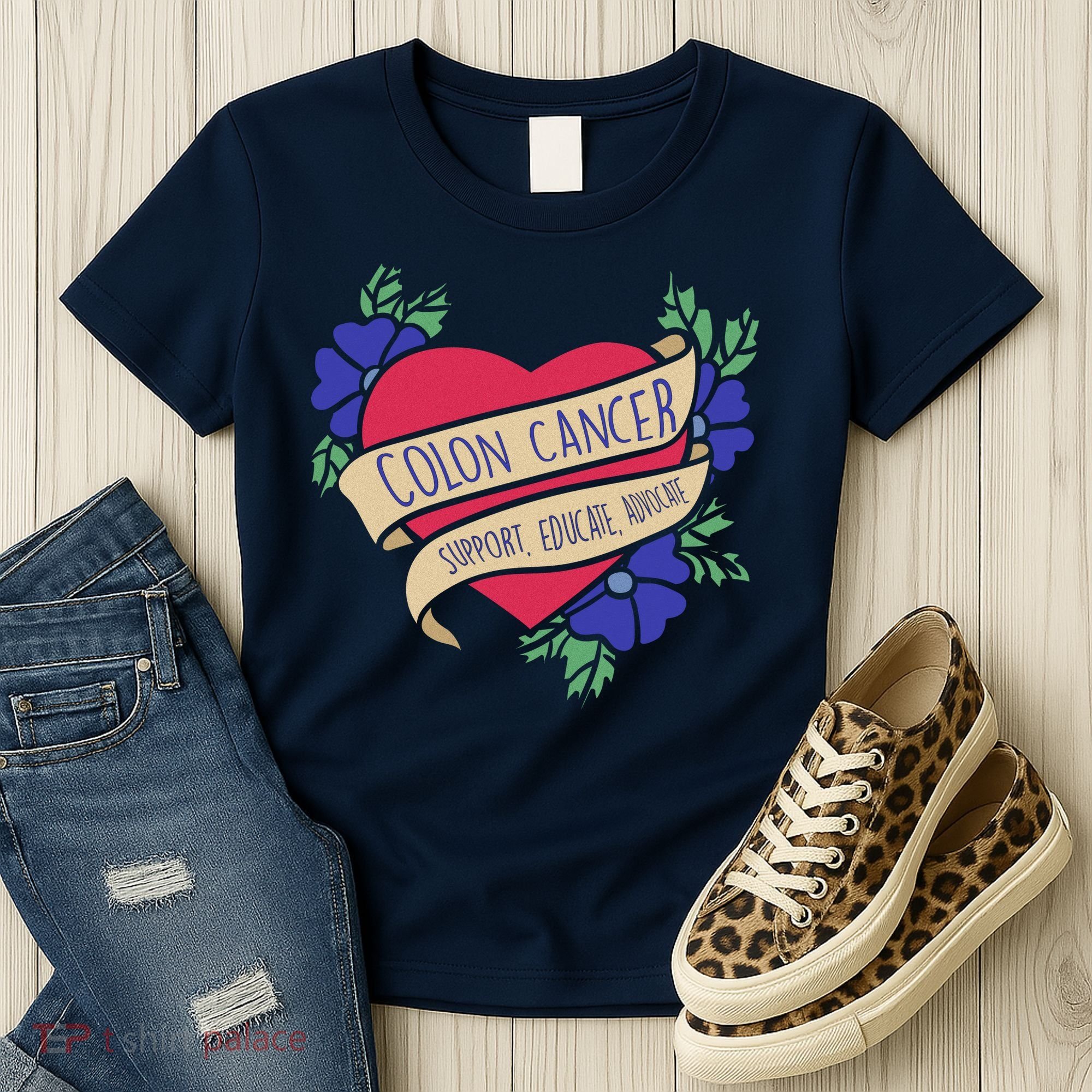 Colon Cancer Support Educate Advocate Women's T-Shirt
