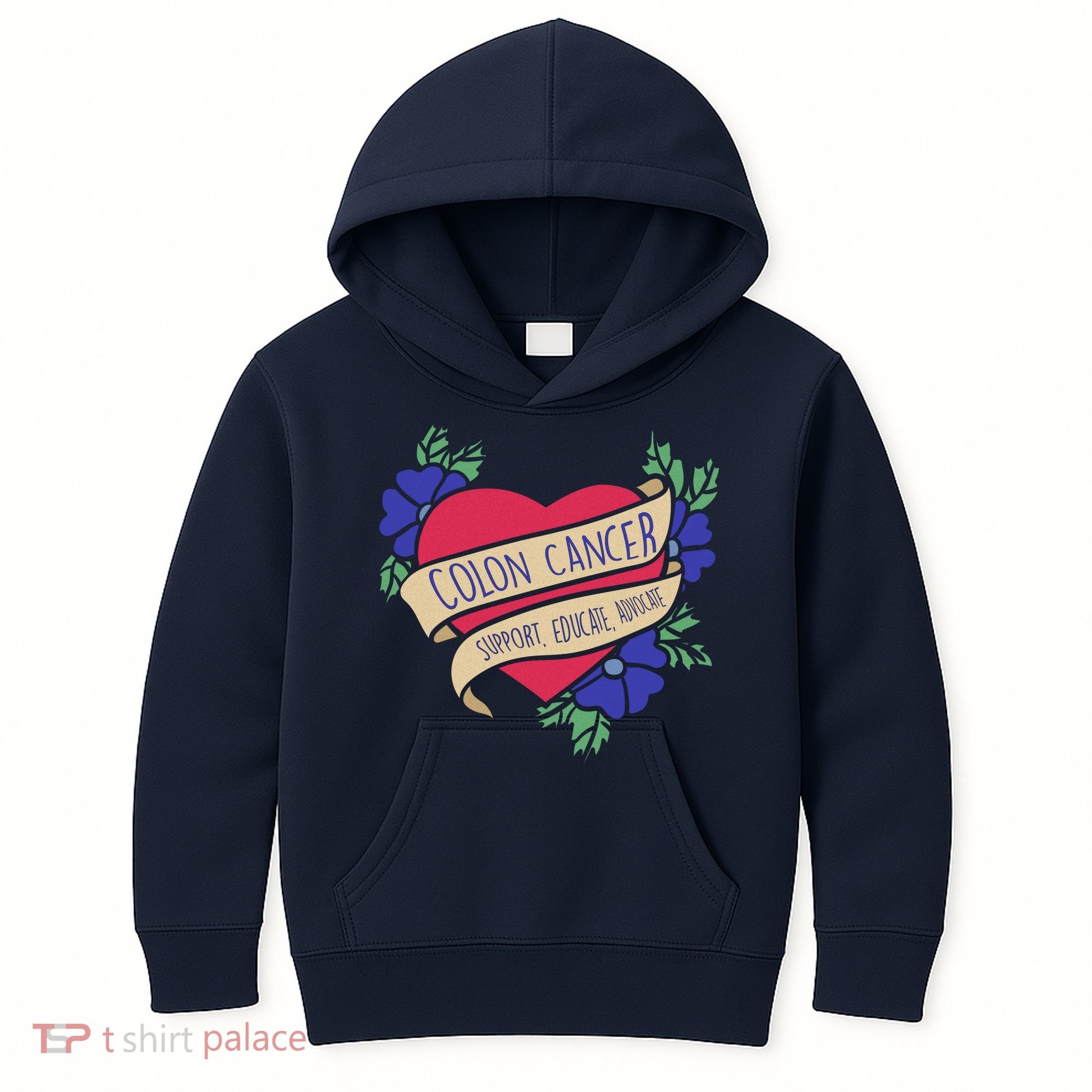 Colon Cancer Support Educate Advocate Kids Hoodie