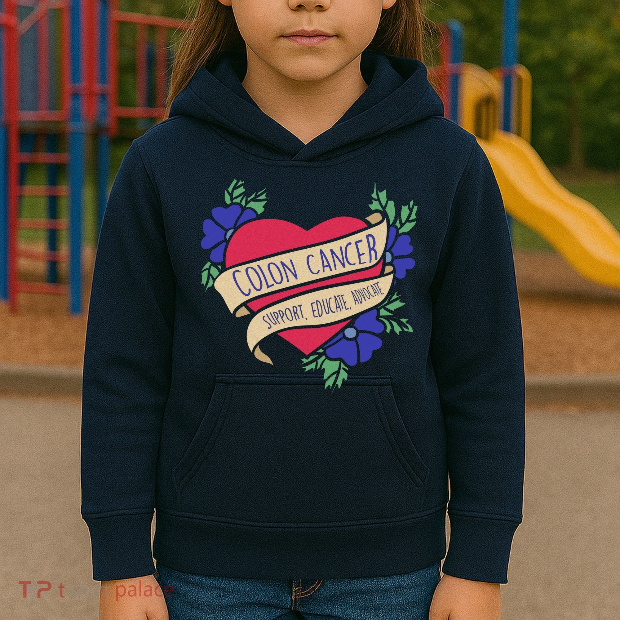 Colon Cancer Support Educate Advocate Kids Hoodie