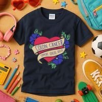 Colon Cancer Support Educate Advocate Kids T-Shirt thumb 3
