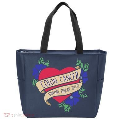 Colon Cancer Support Educate Advocate Tote Bag
