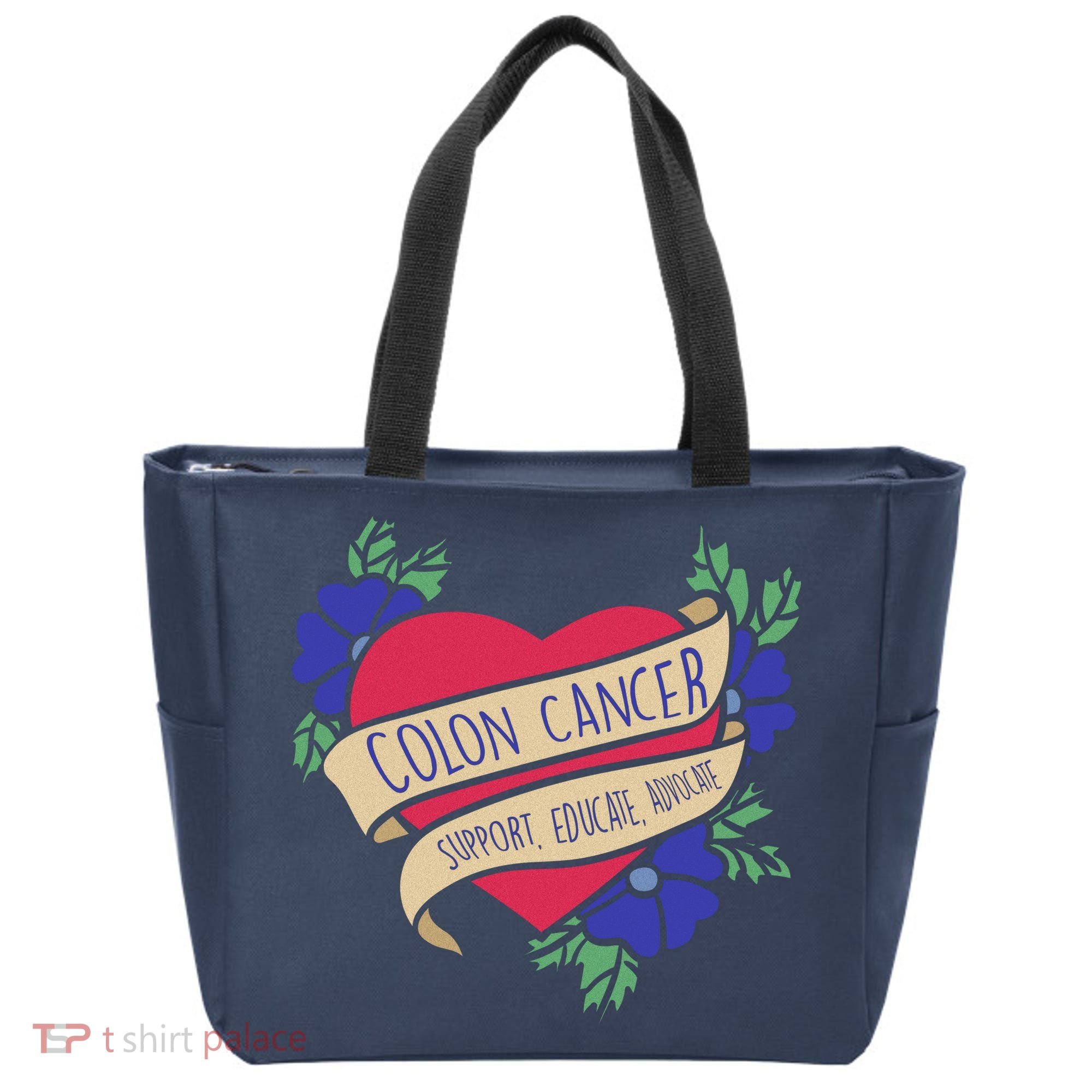 Colon Cancer Support Educate Advocate Tote Bag