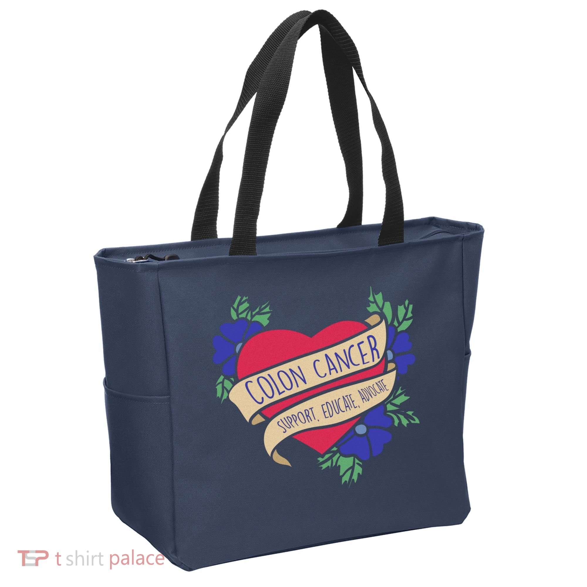 Colon Cancer Support Educate Advocate Tote Bag