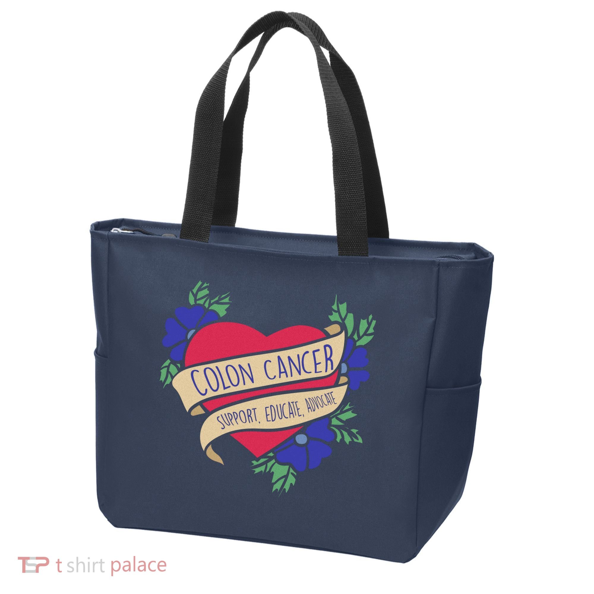 Colon Cancer Support Educate Advocate Tote Bag