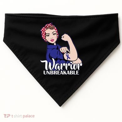 Colon Cancer Unbreakable Warrior USA-Made Doggie Bandana