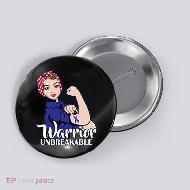 Colon Cancer Unbreakable Warrior Button