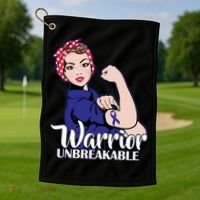 Colon Cancer Unbreakable Warrior Golf Towel thumb 1