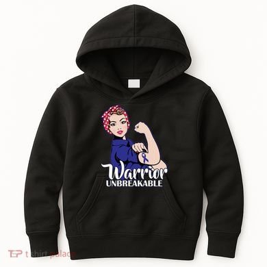 Colon Cancer Unbreakable Warrior Kids Hoodie