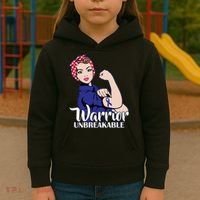 Colon Cancer Unbreakable Warrior Kids Hoodie thumb 3