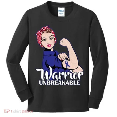 Colon Cancer Unbreakable Warrior Kids Long Sleeve Shirt