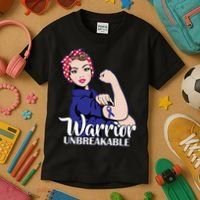 Colon Cancer Unbreakable Warrior Kids T-Shirt thumb 3