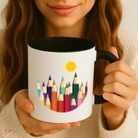 Color Pencils Forest Mountains  Coffee Mug thumb 3