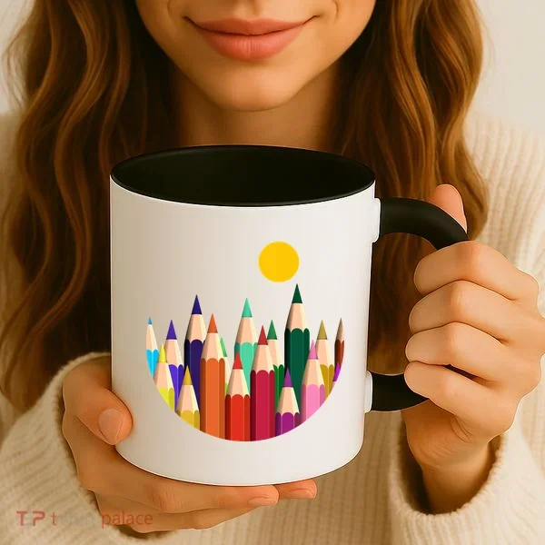 Color Pencils Forest Mountains  Coffee Mug