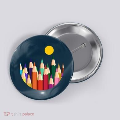 Color Pencils Forest Mountains  Button