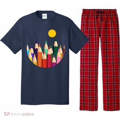 Color Pencils Forest Mountains  Pajama Set