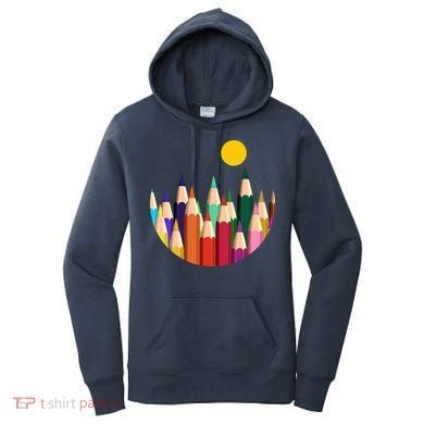 Color Pencils Forest Mountains  Women's Hoodie