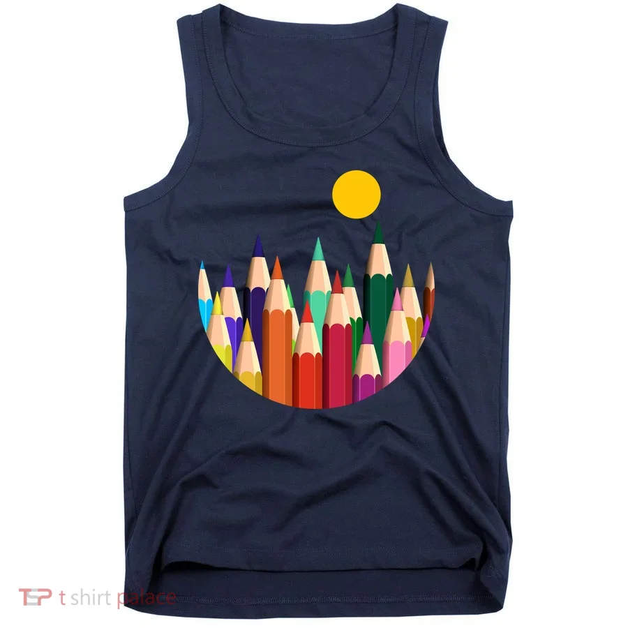Color Pencils Forest Mountains  Tank Top