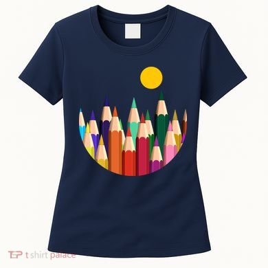 Color Pencils Forest Mountains  Women's T-Shirt