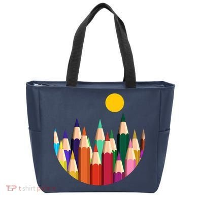 Color Pencils Forest Mountains  Tote Bag