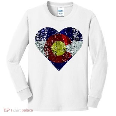 Colorado Flag Heart Kids Long Sleeve Shirt