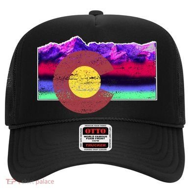 Colorado Flag Mountains Retro Vintage Distressed Hat