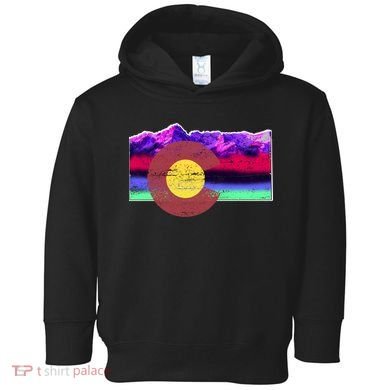 Colorado Flag Mountains Retro Vintage Distressed Toddler Hoodie