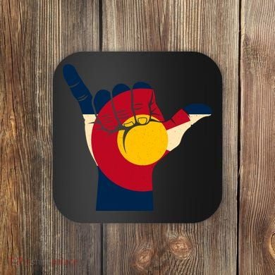 Colorado Flag Shake Hand Sign  Coaster