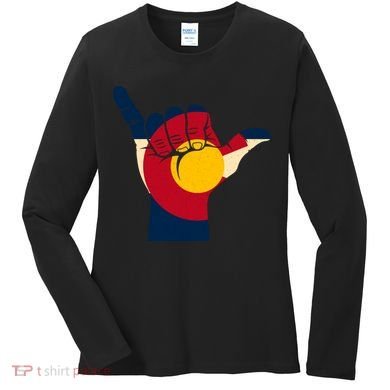 Colorado Flag Shake Hand Sign  Women's Long Sleeve Shirt