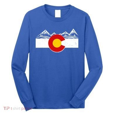 Colorado Wilderness Mountains Flag Long Sleeve Shirt