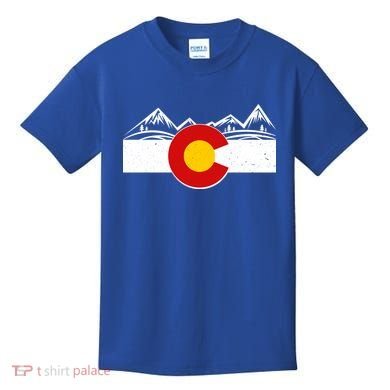 Colorado Wilderness Mountains Flag Kids T-Shirt