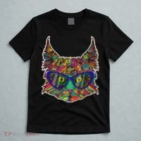 Colorfful Cat With Glasses Portrait T-Shirt thumb 5