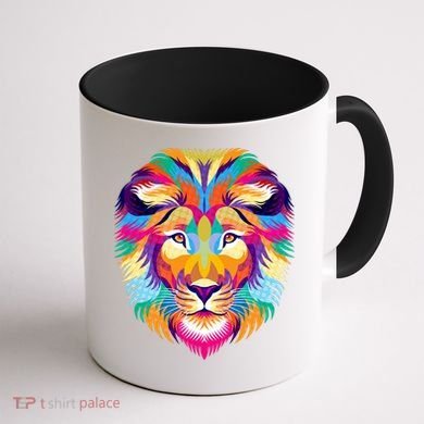 Colorful Abstract Lion Coffee Mug back