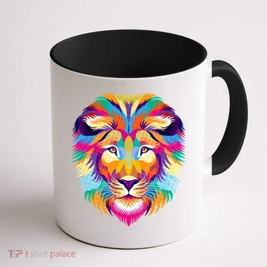 Colorful Abstract Lion Coffee Mug back