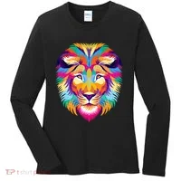 Colorful Abstract Lion Women's Long Sleeve Shirt thumb 0