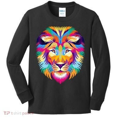 Colorful Abstract Lion Kids Long Sleeve Shirt