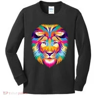 Colorful Abstract Lion Kids Long Sleeve Shirt thumb 0