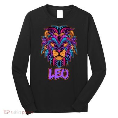 Colorful Abstract Lion Leo Zodiac Long Sleeve Shirt
