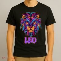 Colorful Abstract Lion Leo Zodiac T-Shirt thumb 3