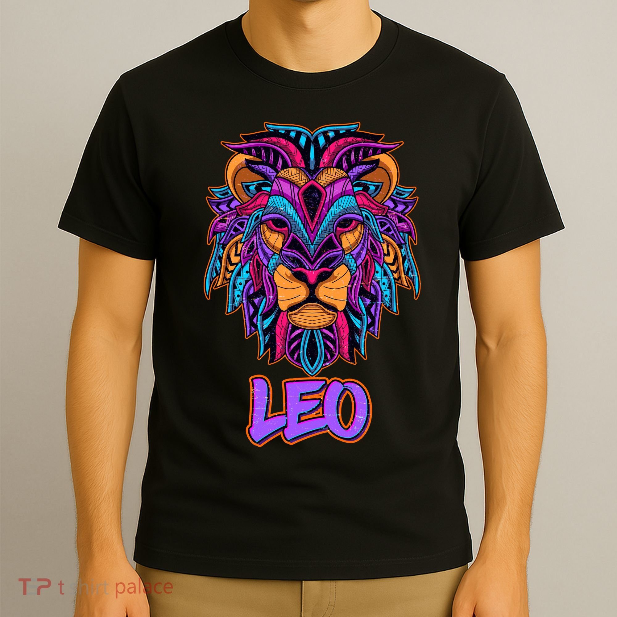 Colorful Abstract Lion Leo Zodiac T-Shirt