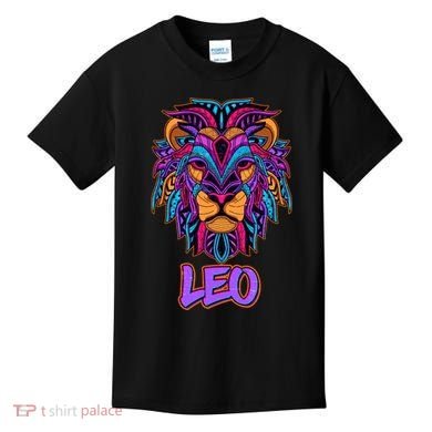 Colorful Abstract Lion Leo Zodiac Kids T-Shirt