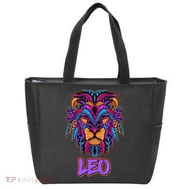 Colorful Abstract Lion Leo Zodiac Tote Bag